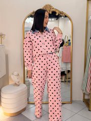 PINK/BLACK  POLKA DOT SET TRAVEL