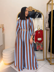 BLUE/BROWN  JUMPSUIT