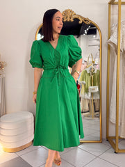 SACHA" KELLY GREEN MIDI DRESS