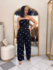 THAI,S  BLACK POLKA DOT JUMPSUIT