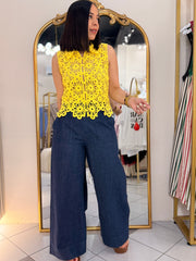 AISA" CROCHET YELLOW  TOP