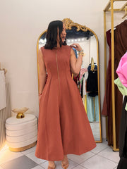 LEYLA” DUSTY ROSE MIDI DRESS