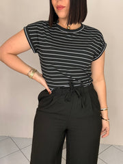 BLACK   T-SHIRT DE LÍNEAS