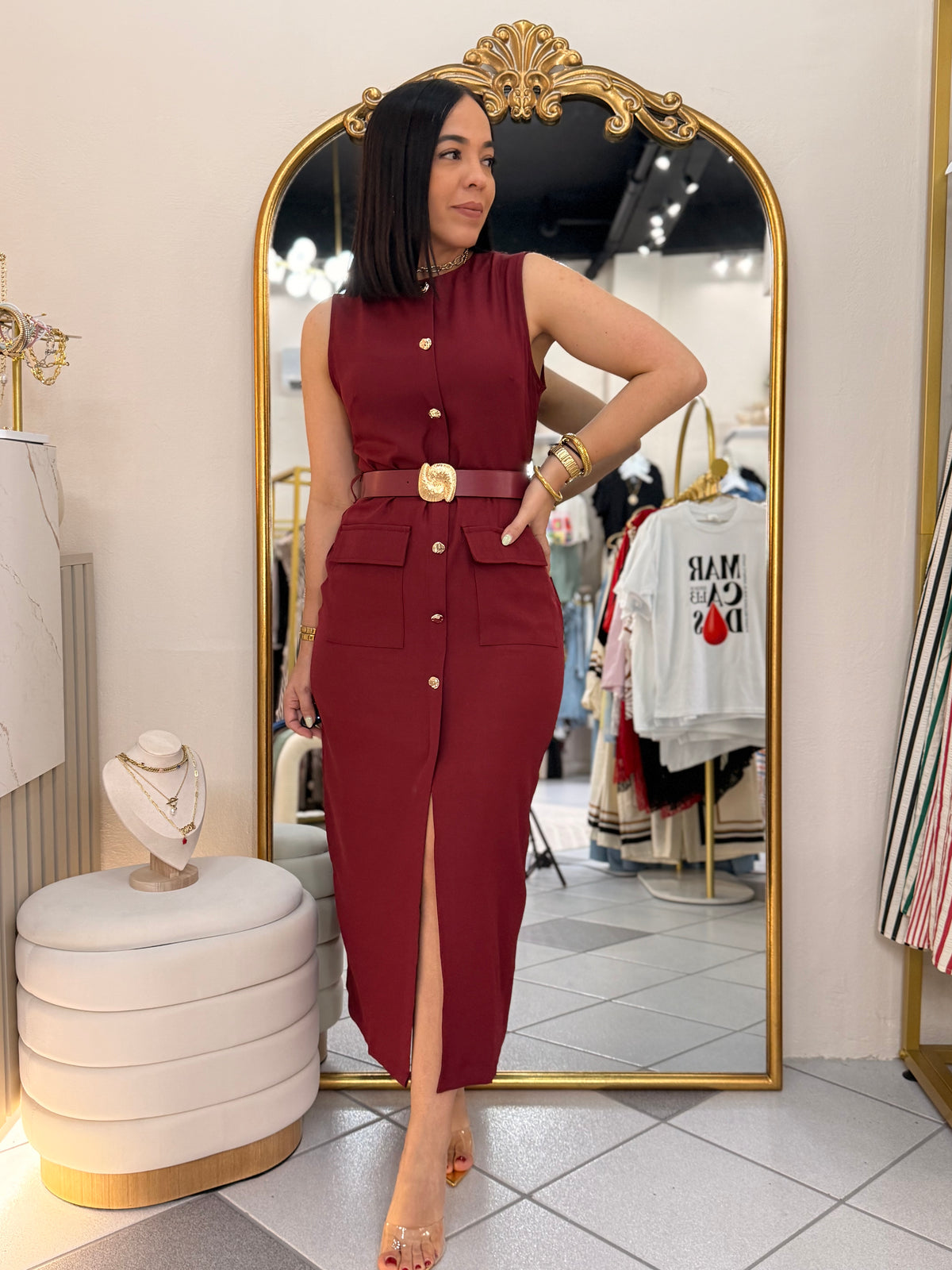 IVY” BURGUNDY DRESS