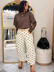 CREMA/ BROWN POLKA DOT BARREL