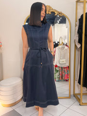 GABI” NAVY MIDI DRESS