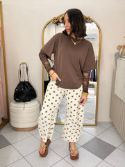 BROWN TRENDY TSHIRT MANGA LACE