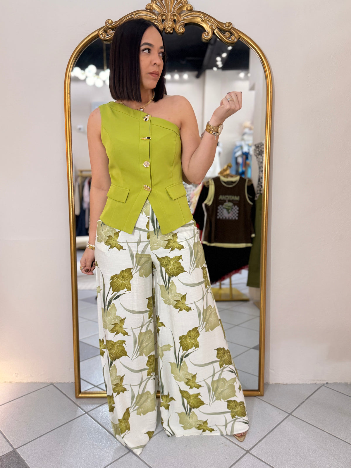 FLORAL GREEN  PANTALÓN