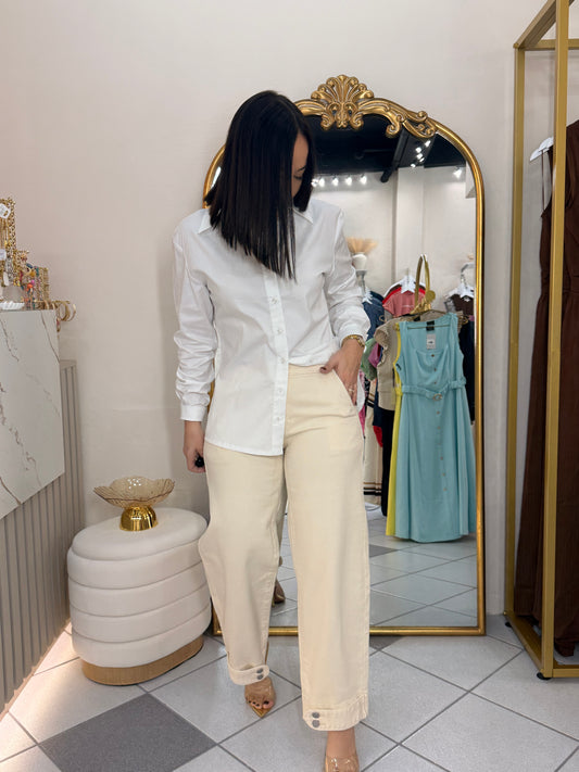 PANTALÓN CREMA MID RISE