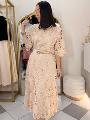 BEIGE ELEGANTE SET FALDA Y TOP