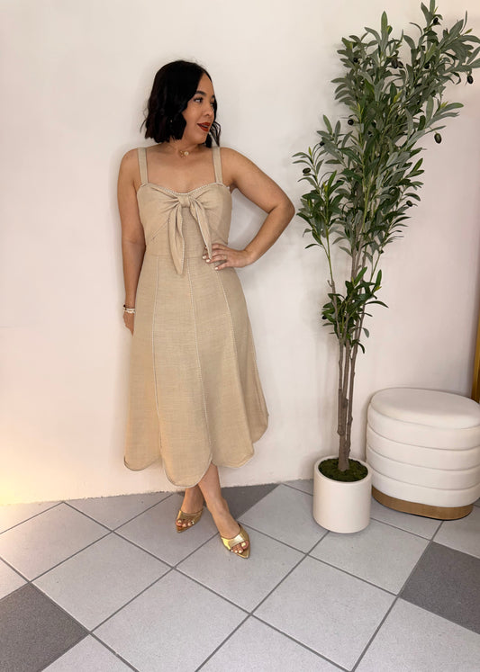 CLARA BEIGE MIDI DRESS