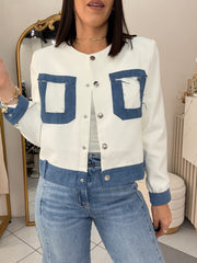 AURA" BLAZER WHITE/DENIM