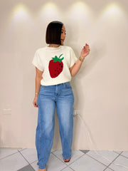 STRAWBERRY SWEATER WHITE/RED