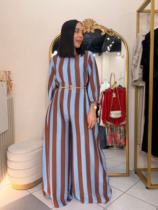 BLUE/BROWN  JUMPSUIT