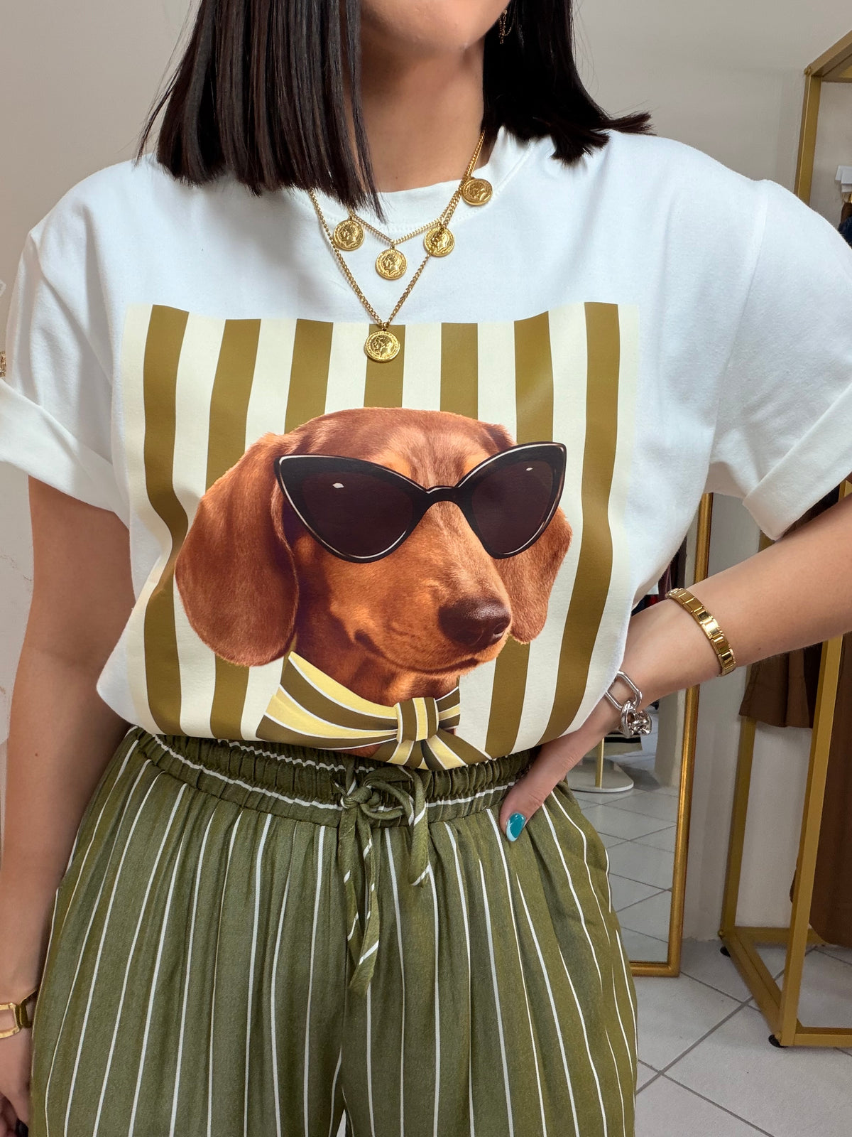 DOG” WHITE/OLIVE TSHIRT