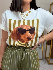 DOG” WHITE/OLIVE TSHIRT