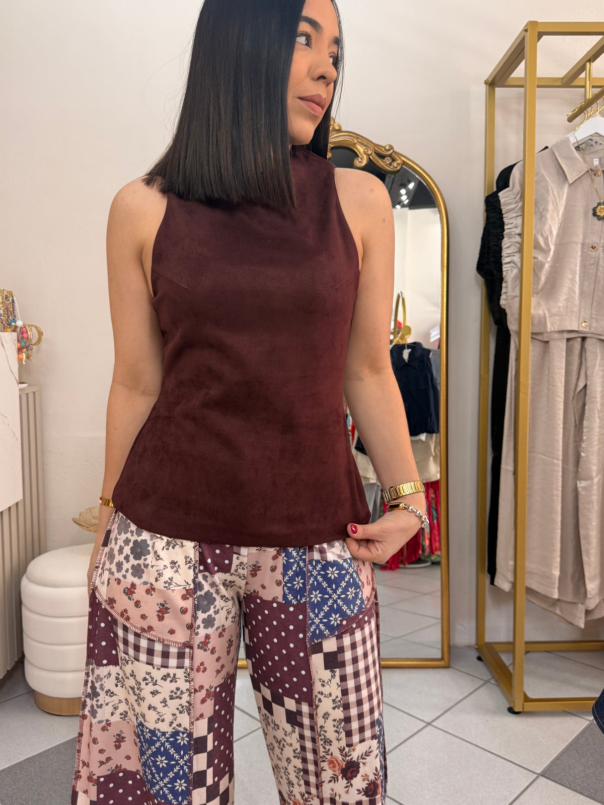BURGUNDY SUEDE TOP