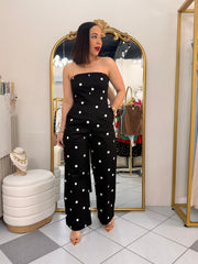 THAI,S  BLACK POLKA DOT JUMPSUIT