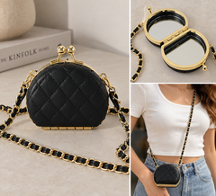 MINI CARTERA NEGRA Y DORADA