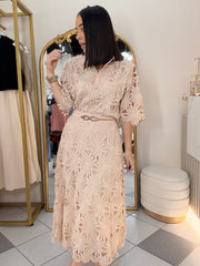 BEIGE ELEGANTE SET FALDA Y TOP