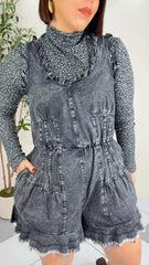 VANESSA-  BLACK  DENIM ROMPER