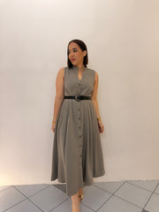 KAMILA- GREY MIDI DRESS