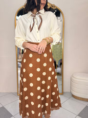 FALDA CAMEL POLKA DOT