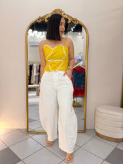 NEISHA " WHITE BARREl PANTS
