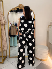 LIANA” BLACK POLKA DOT SET DOS PIEZA