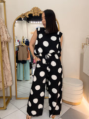 LIANA” BLACK POLKA DOT SET DOS PIEZA