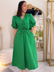 SACHA" KELLY GREEN MIDI DRESS