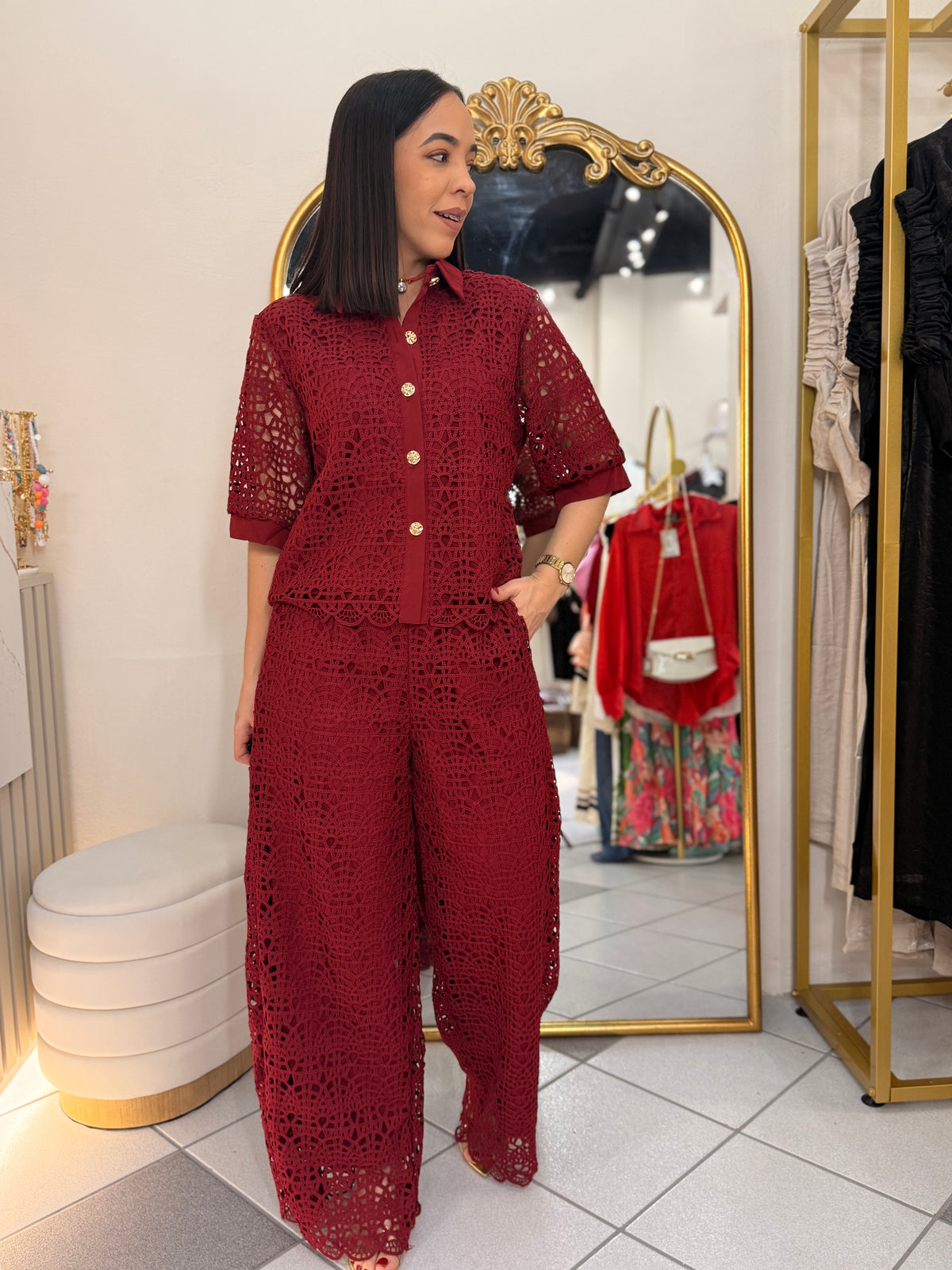GALILEA" BURGUNDY ELEGANTE SET DOS PIEZAS