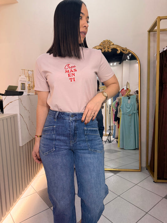CREE MAS EN TI"   TSHIRT PINK/RED