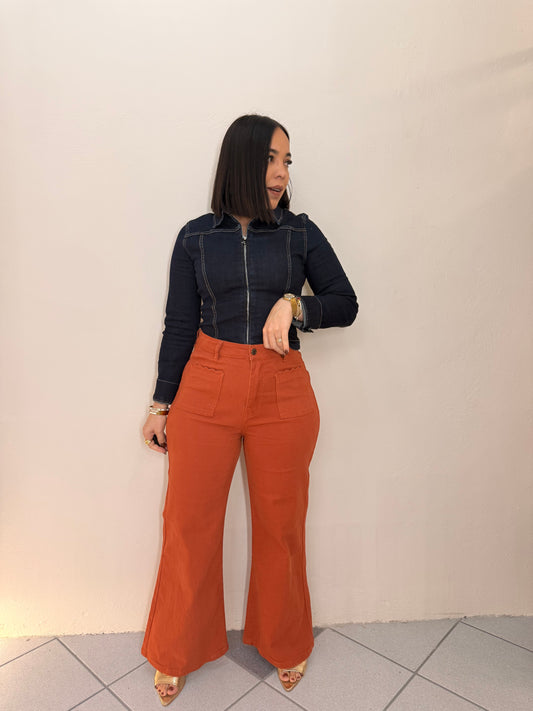 RUST WIDE LEG JEANS