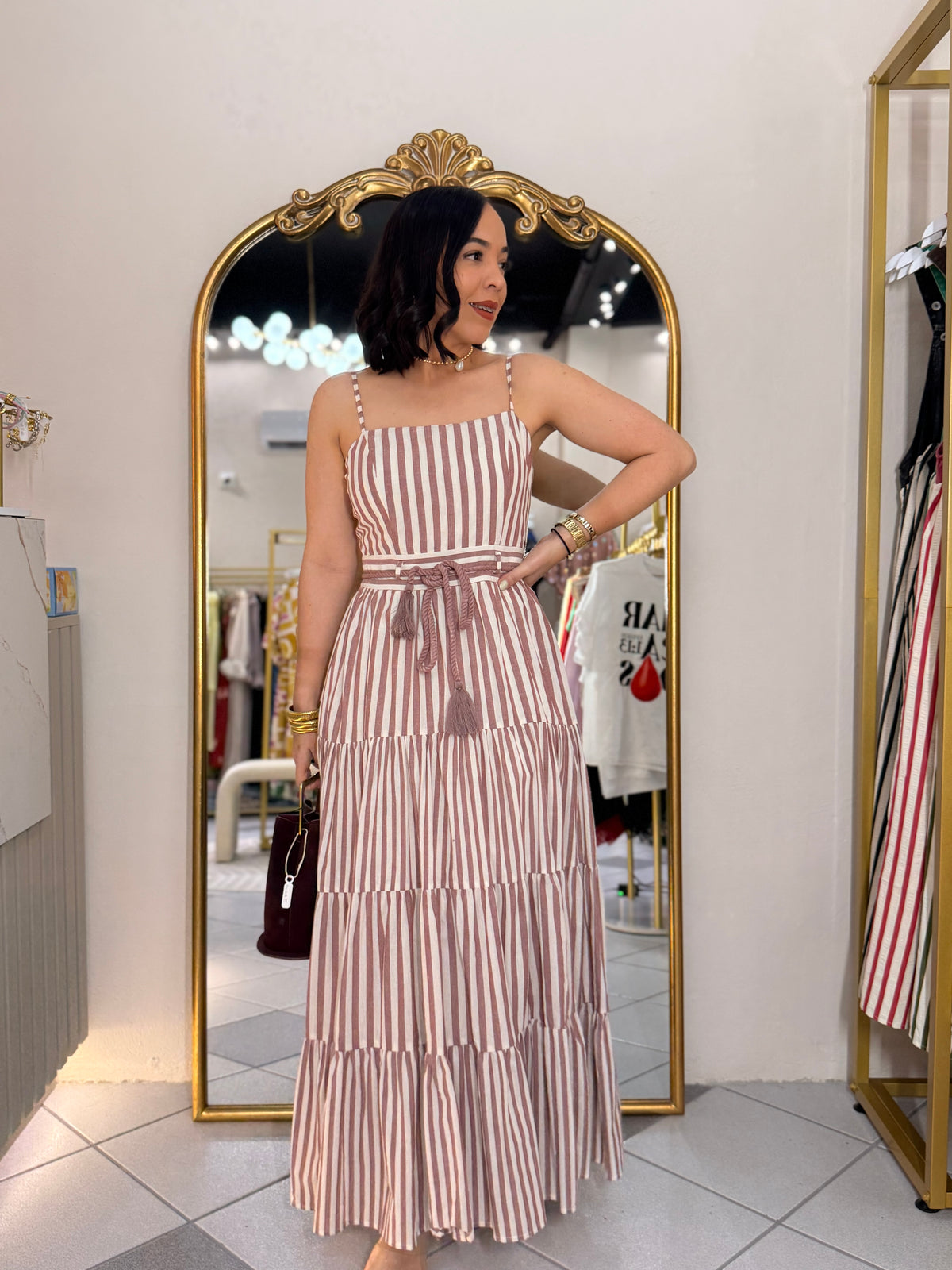 TRIANA" ROSE STRIPE DRESS