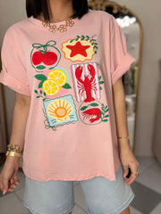 PEACH  LOBSTER & LEMON TEE TSHIRT