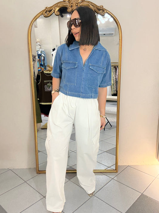 WHITE BARREL PANT