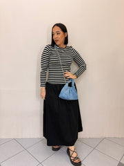 ANI FLOWY BLACK/WHITE MIDI DRESS