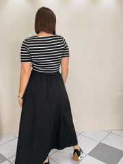 ANI FLOWY BLACK MIDI DRESS