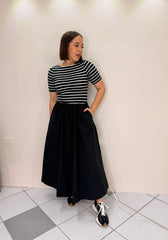 ANI FLOWY BLACK MIDI DRESS