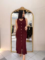 BURGUNDY MIDI DRESS