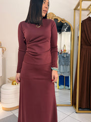 ITSA" BURGUNDY SET FALDA Y BLUSA