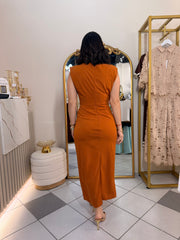 JESICA” MIDI CARAMEL  DRESS