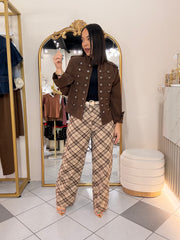 FRAN” BEIGE  BARREL PANTS