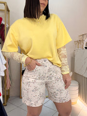 YELLOW TRENDY TSHIRT MANGA LACE