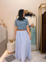 FALDA PLISADA COLOR BABY BLUE