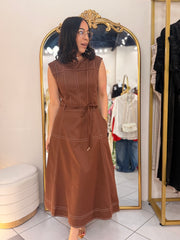 GABI” BROWN MIDI DRESS