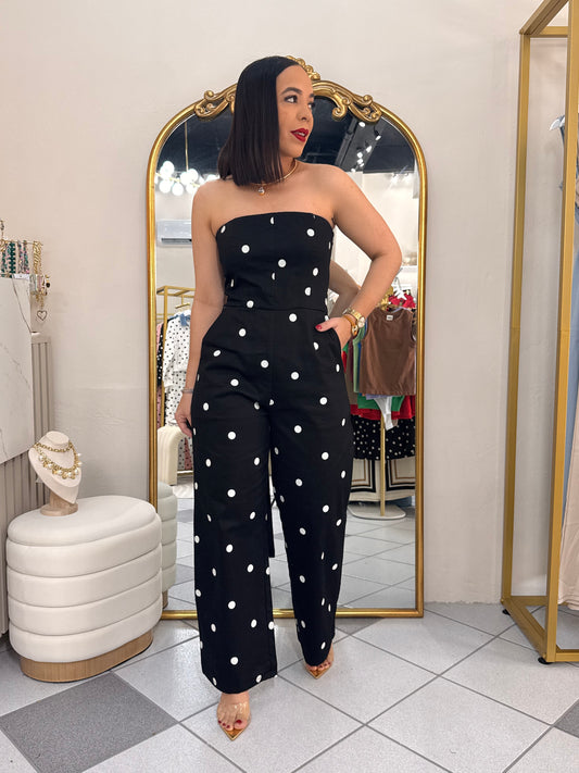 THAI,S  BLACK POLKA DOT JUMPSUIT