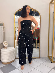 THAI,S  BLACK POLKA DOT JUMPSUIT