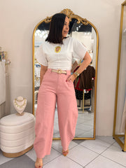 NEISHA " PINK   BARREL PANTS